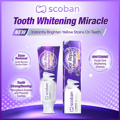 Scoban Purple Corrects Yellow - Scoban Tooth Whitening Miracle Toothpaste 180g