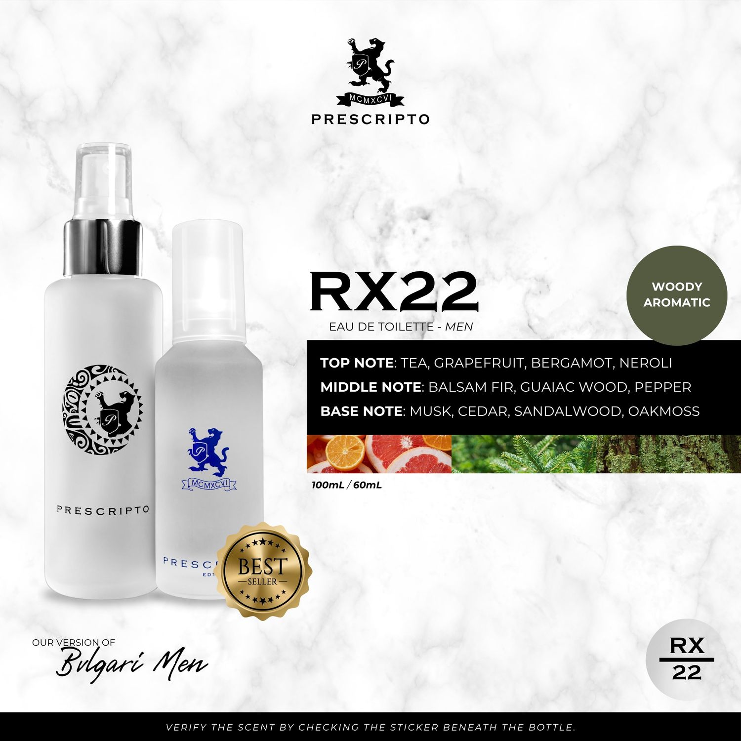 Prescripto Perfume RX22 Bvlgari Extreme Men 100ml - Big