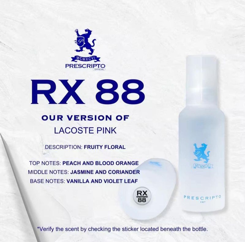 Prescripto Perfume RX88 Lacoste Pink Women 60ml - Small