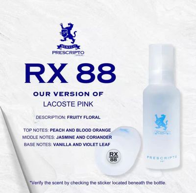 Prescripto Perfume RX88 Lacoste Pink Women 60ml - Small