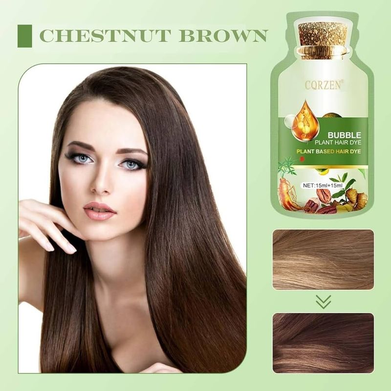Pure Plant Extract Bubble Hair Dye, 30 ml x 10Packs/Box - Chesnut Brown