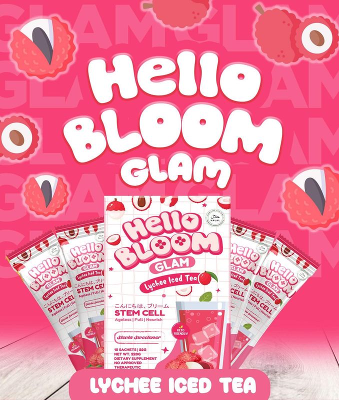 Hello BLOOM GLAM Stem Cell Lychee Iced Tea Drink (10 Sachets)