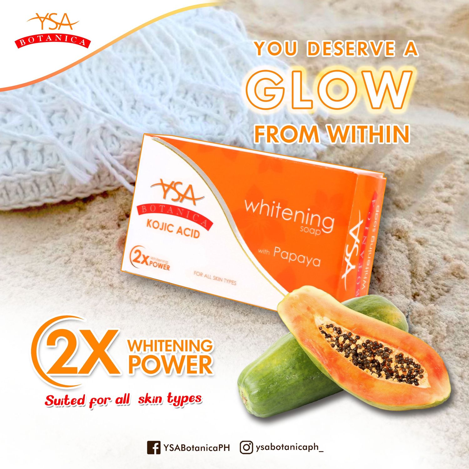 Ysa Botanica Papaya and Kojic Acid Whitening Bar Soap 100g