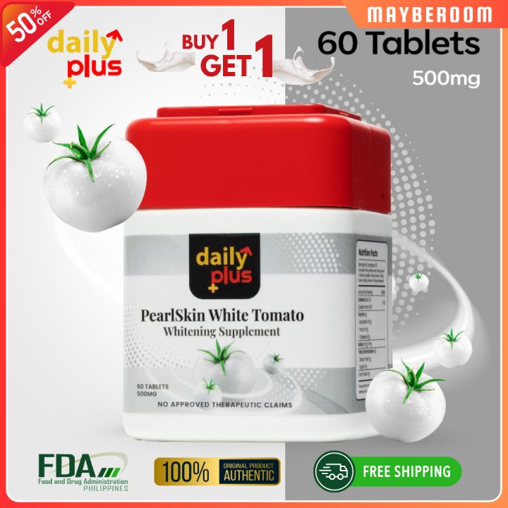 Daily Plus Pearl Skin White Tomato Whitening Supplement, 60 Tablets, 500mg