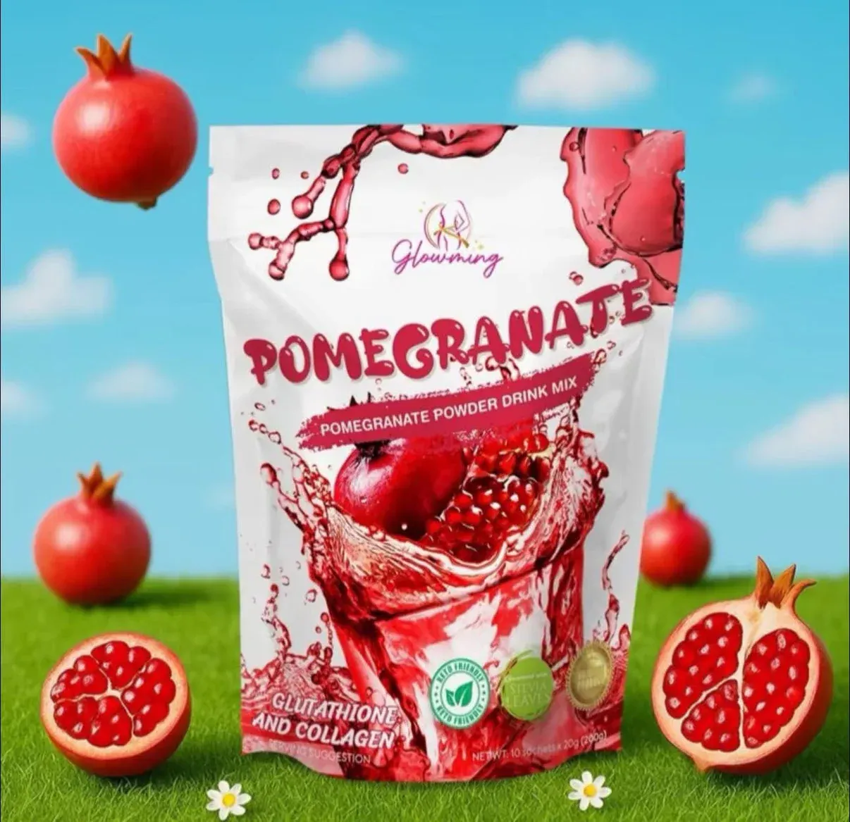 Cris Cosmetics Premium Pomegranate Powder Juice Mix, 10 Sachets