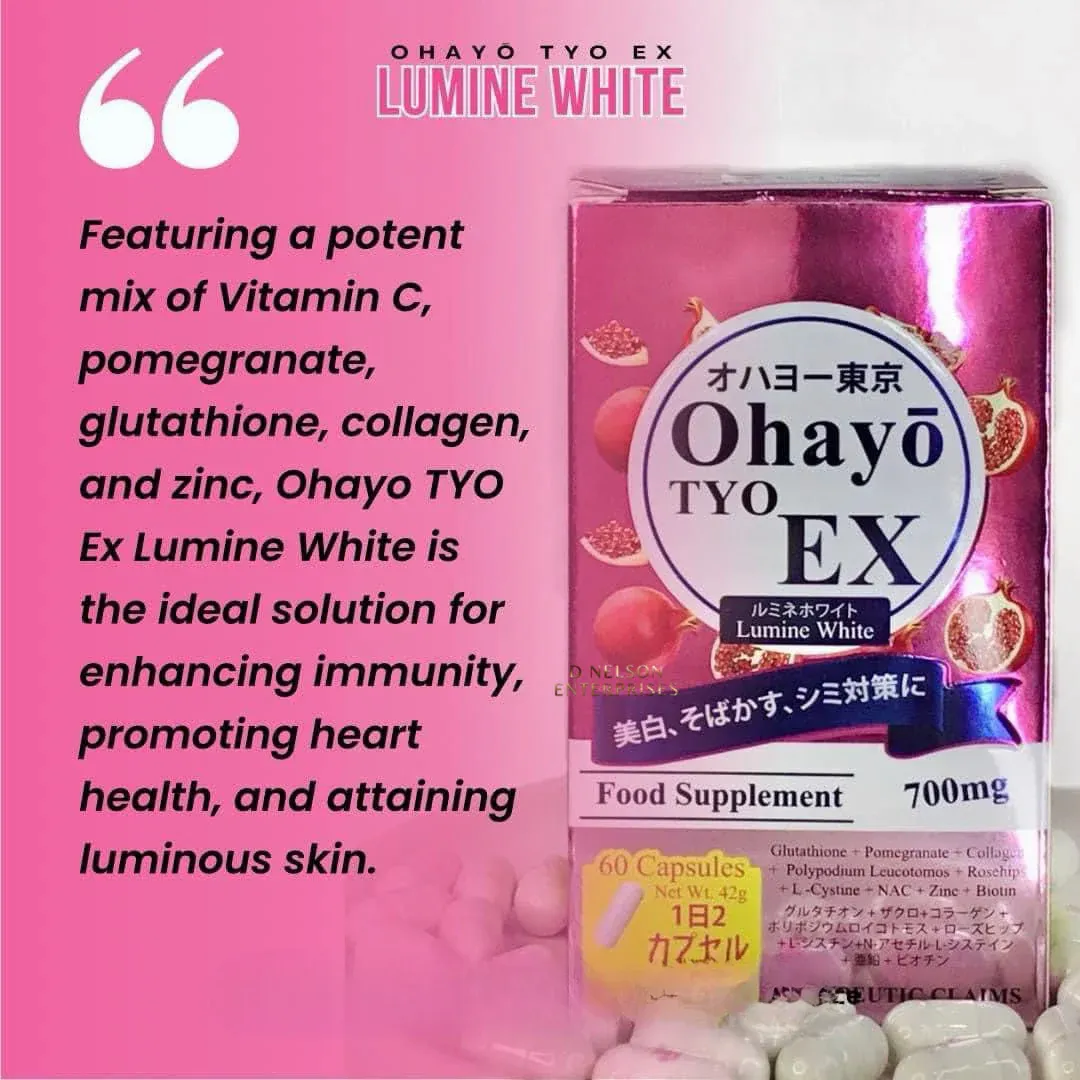 ohayo glutathione Ohayo TYO EX Lumine White Glutathione 700mg, 60 Capsules