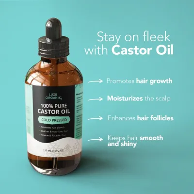 Luxe Organix  100% Pure Castor Oil Drops - Hair Growth 120ml