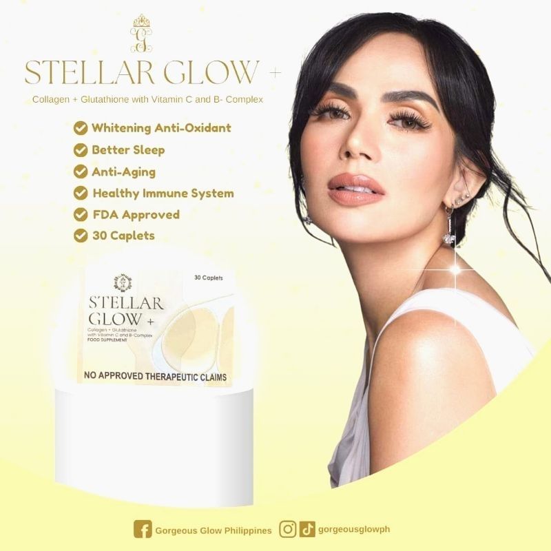 Stellar Glow Collagen + Glutathione with Vitamin C and B Complex Food  Supplement