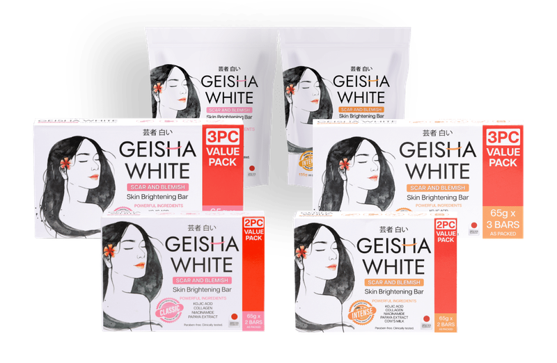 Geisha White Scar And Blemish Skin Brightening Bar Soap - 65gx2 / 65gx3