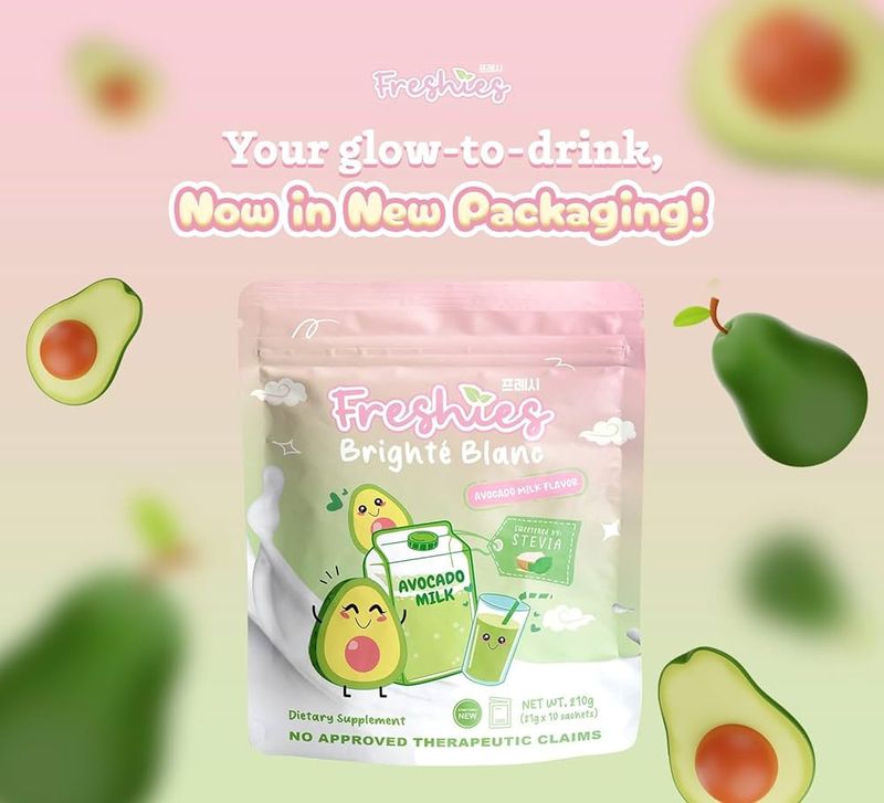 Freshies Avocado Milk Collagen Drink by Juju Glow, 10 Sachets - NEW PACKAGING