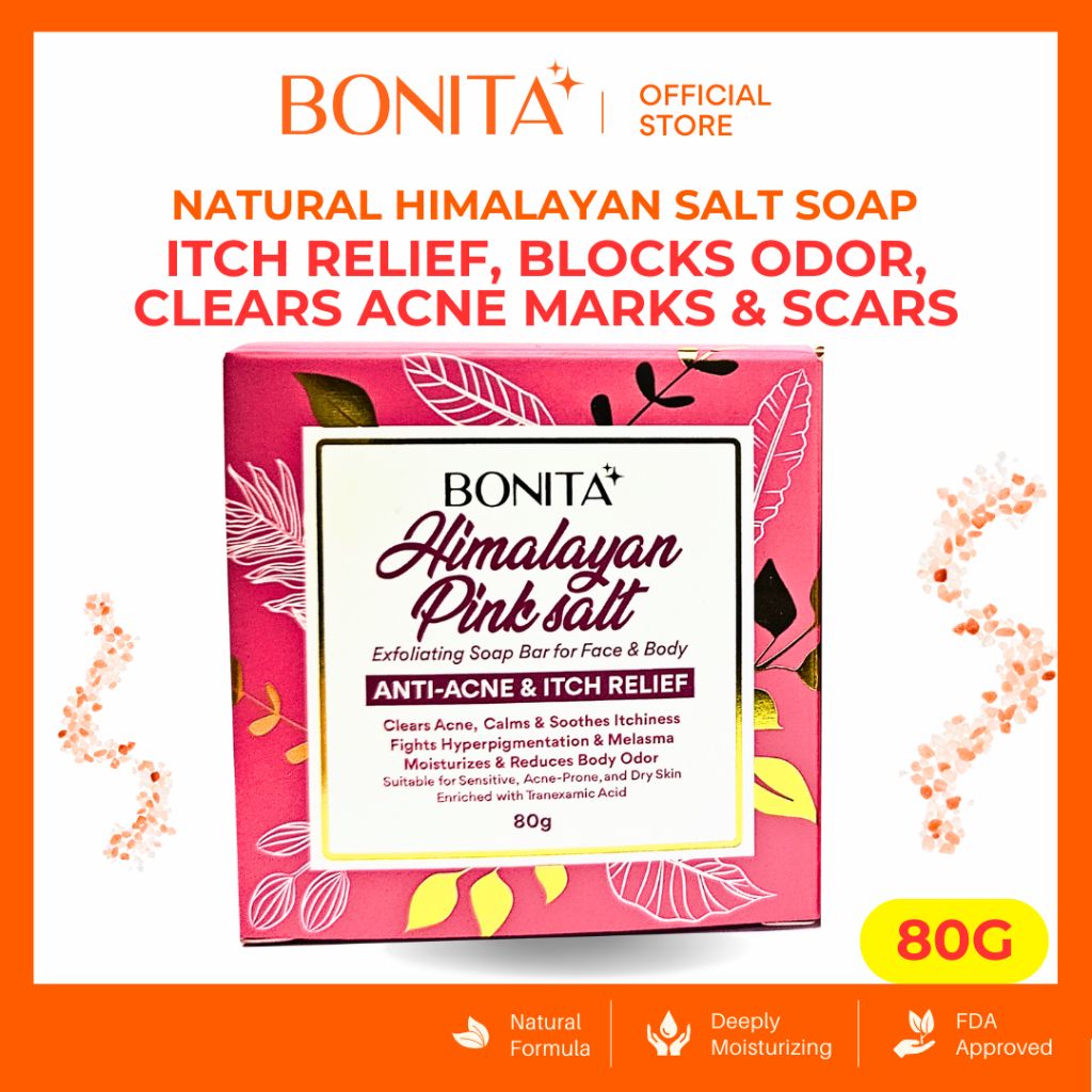 Bonita, Himalayan Pink Salt Exfoliating Soap Bar for Face &amp; Body 80g