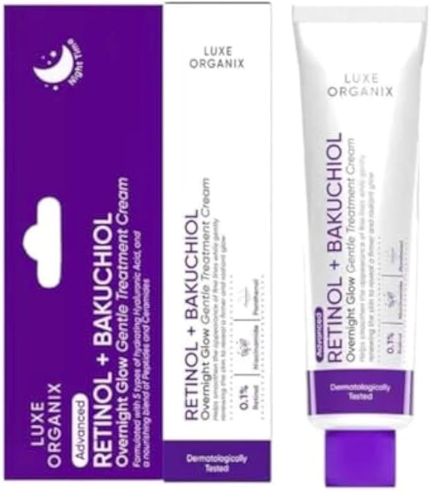 LUXE ORGANIX Retinol+ Bakuchiol Overnight Glow Gentle Treatment Cream 30g
