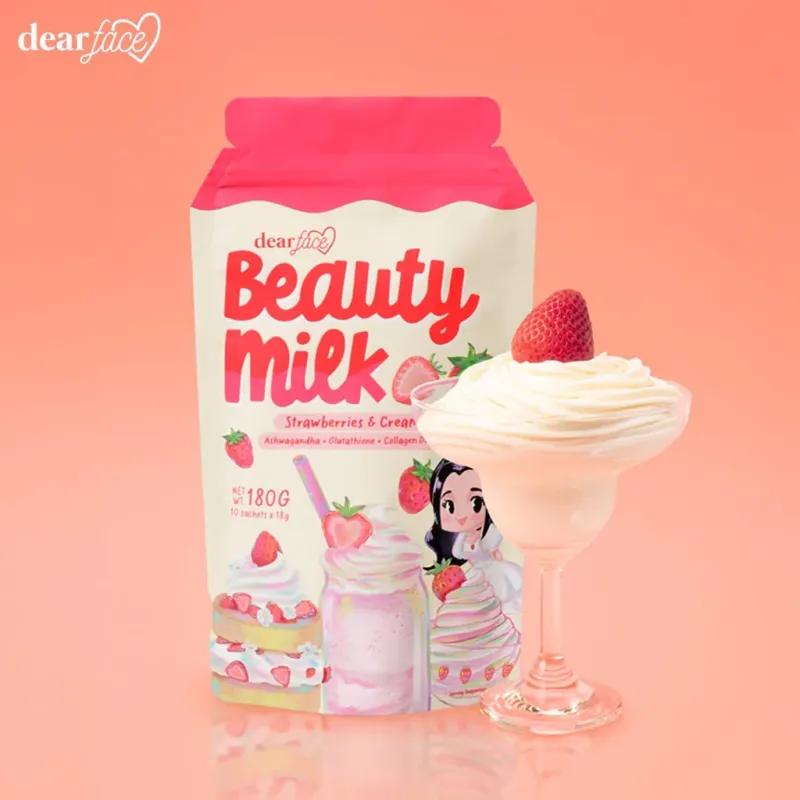 Dear Face Beauty Milk Strawberries and Cream Drink 10 Sachet