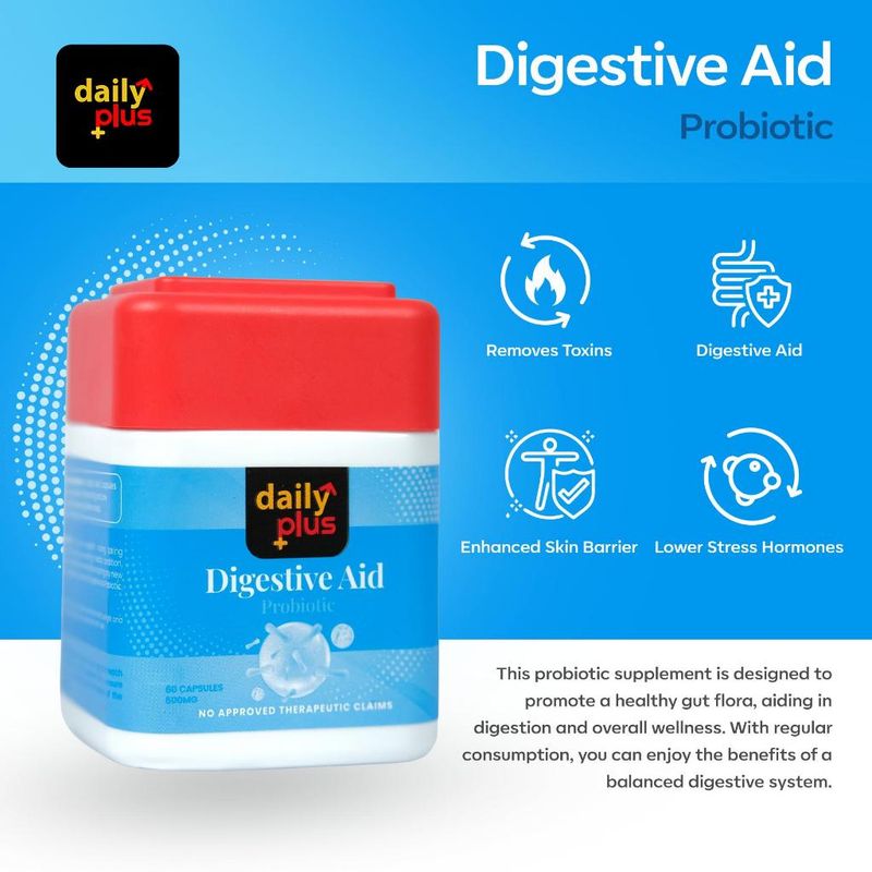 Daily Plus Digestive Aid Probiotic 500mg 60 Capsules