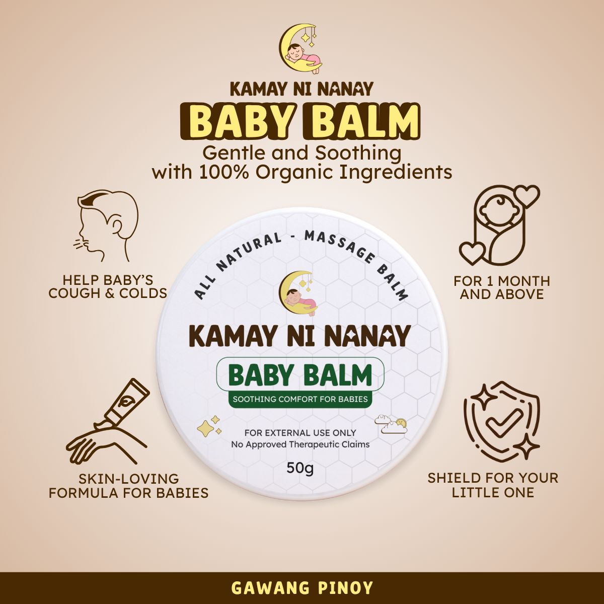 Kamay ni Nanay Vapor Rub for Baby – Organic Care [50g]