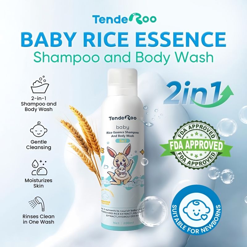 TendeRoo Baby Rice Essence 2 in 1 Shampoo and Body Wash 200ml