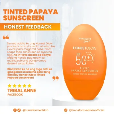 Honest Glow Tinted Papaya Sunscreen SPF 50 PA+++ - 50g