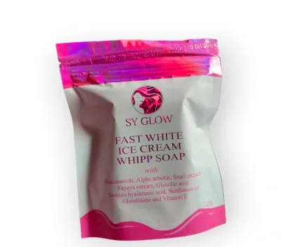 SY Glow Whiter &amp; Glowing Skin Fast White Ice Cream Whipp Soap 125g