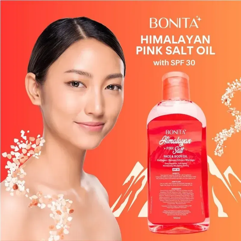 BONITA Himalayan Pink Salt Face &amp; Body Oil with SPF 30 Korean Citron, Collagen &amp; Moringa 100ml