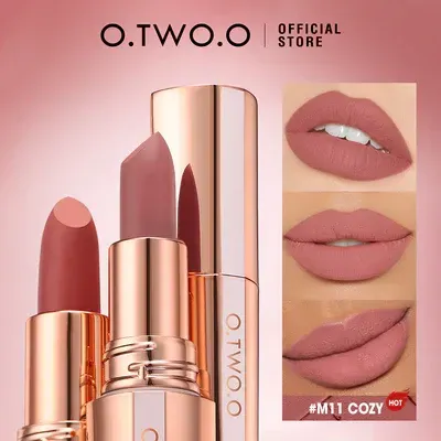 O.Two.O Matte Lipstick Lip Stain Soft Matte Nude Shock Long Lasting Waterproof Non Stick 24HR Highly Pigmented Lip Tint Lips Make Up 