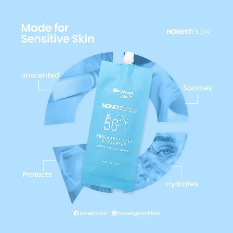 Honest Glow Transformed Skin SPF50 PA+++ FRAGRANCE-FREE SUNSCREEN 50g Honest Glow Transformed Skin SPF50 PA+++ FRAGRANCE-FREE SUNSCREEN 50g