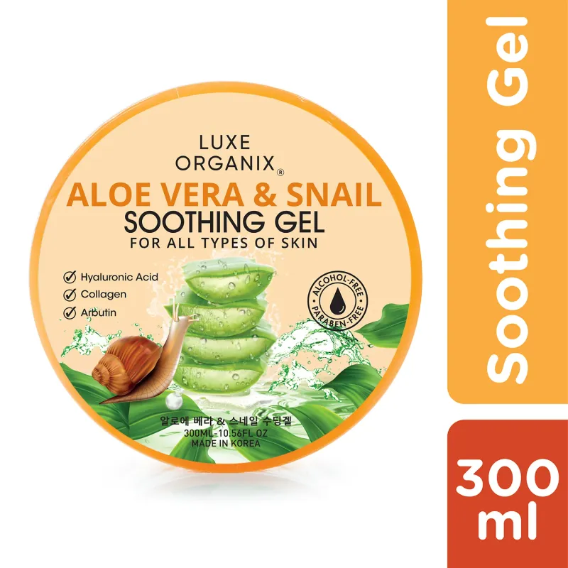 Luxe Organix Aloe Vera & Snail Soothing Gel 300ml Luxe Organix Aloe Vera & Snail Soothing Gel 300ml