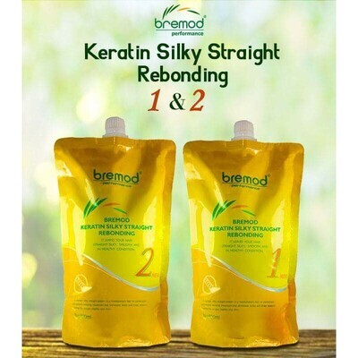 Bremod Hair Keratin Silky Straight Rebonding 1&amp;2 Set 1600ml Perm Hair Care Treatment