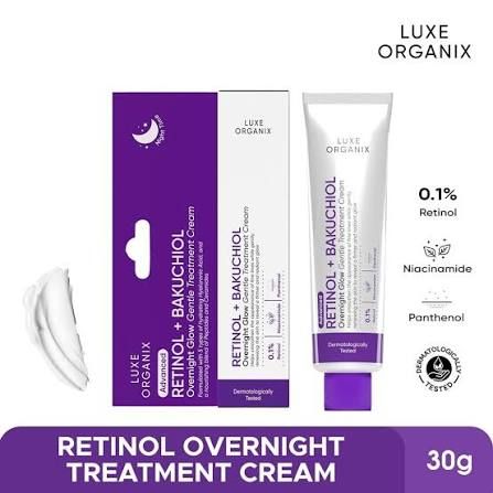 LUXE ORGANIX Retinol+ Bakuchiol Overnight Glow Gentle Treatment Cream 30g