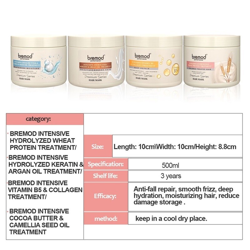 BREMOD Intensive Hydrolyzed Keratin And Argan Oil Treatment Hair Mask BROWN - 500ml