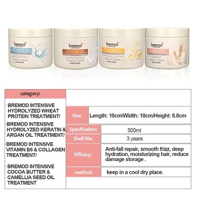 BREMOD Intensive Hydrolyzed Keratin And Argan Oil Treatment Hair Mask BROWN - 500ml