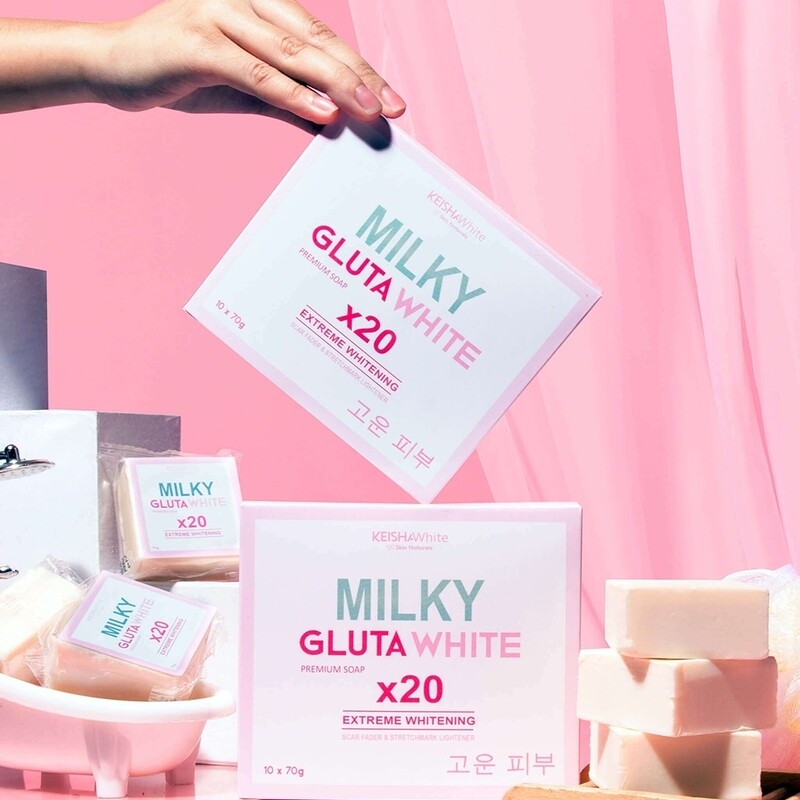 3PCS ​Milky Gluta White x20 Extreme Whitening Soap for Dark Spots Scars Acne Pimple Marks Dry