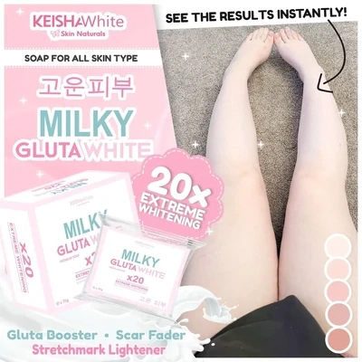 3PCS Keisha White - Milky Gluta White x20 Extreme Whitening Soap for Dark Spots Scars Acne Pimple Marks Dry