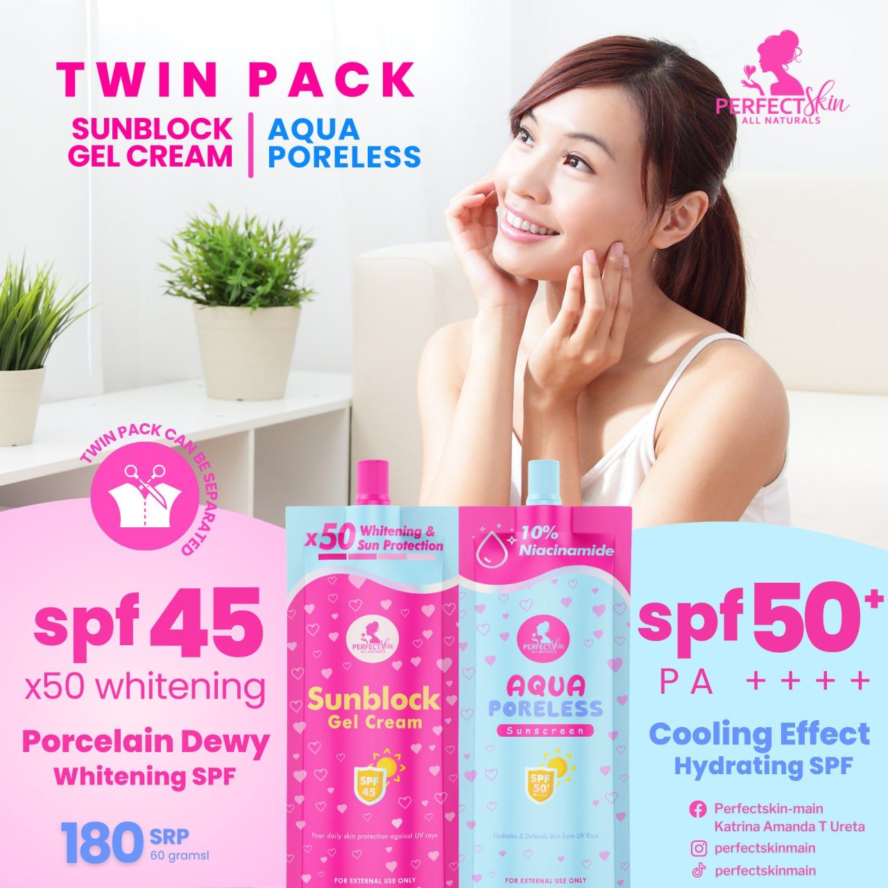 Perfect Skin Sunblock Gel Cream + Aqua Poreless