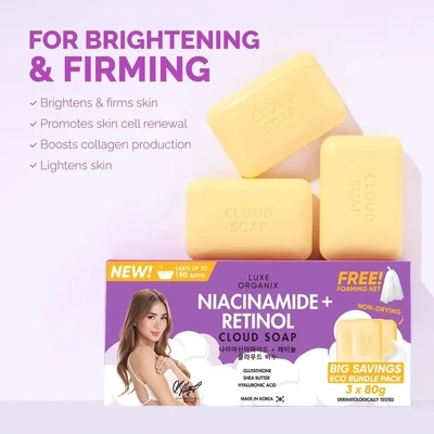Luxe Organix Niacinamide + Retinol Cloud Soap 80gx3