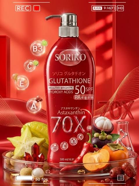 soriko glutathione lotion Astaxanthin 70X Healthy Bright Body SPF50 PA++++ 500ml Biological injections vs GHK-cu