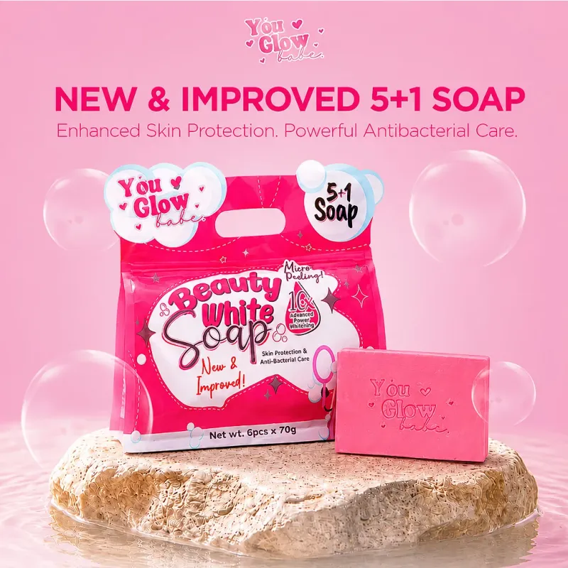 Beauty White Soap by You Glow Babe, 6 Bars x 70g - 420g - NEW PACKAGING Start August 2026