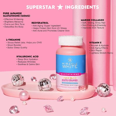 Miracle White, Gluthatione PURE GLOW 30 Caps