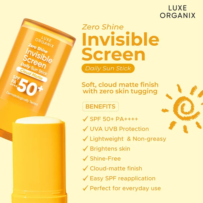 Luxe Organix Zero Shine Invisible Screen Daily Sun Stick -Cloud Matte