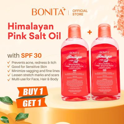 BONITA Himalayan Pink Salt Face &amp; Body Oil with SPF 30 Korean Citron, Collagen &amp; Moringa 100ml