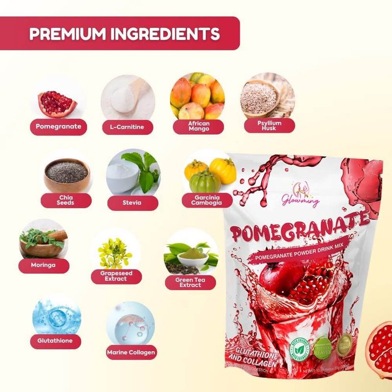 Cris Cosmetics Premium Pomegranate Powder Juice Mix, 10 Sachets