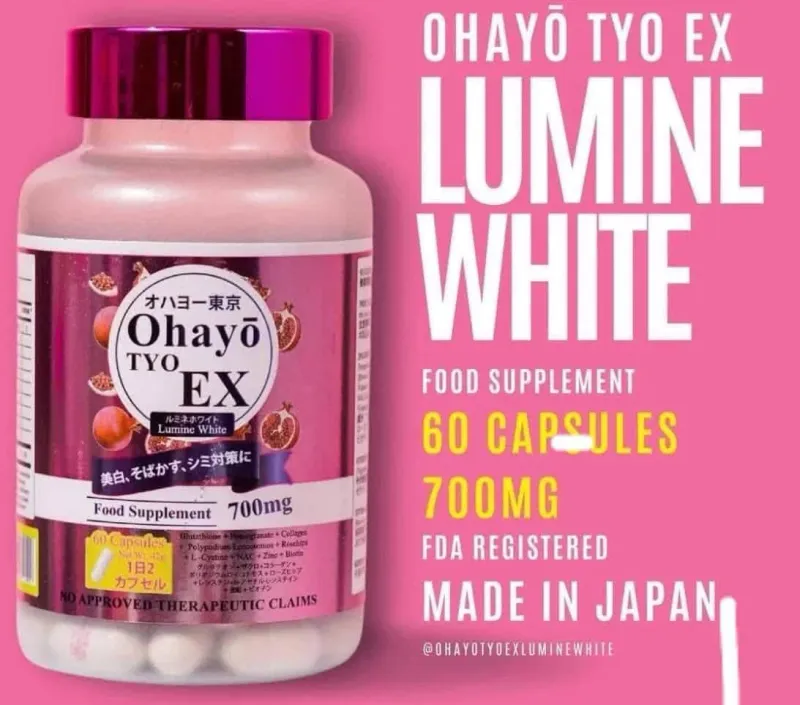 Ohayo TYO EX Lumine White Glutathione 700mg, 60 Capsules