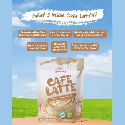 Cris Cosmetics Glowming Café Latte Coffee Powder Drink Mix - Glutathione &amp; Collagen Blend (20g)