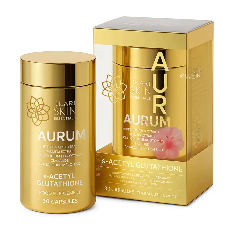 Hikari Skin Essentials AURUM S-Acetyl Glutathione Antioxidant Complex with Sakura, White Tomato &amp; Ceramide – Skin Support Supplement – 30 Capsules