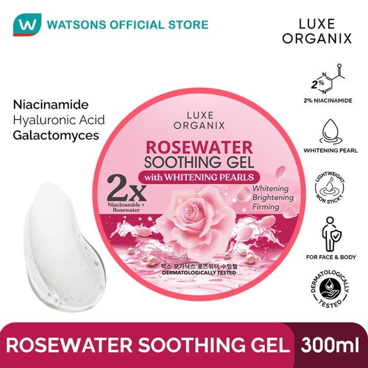 Luxe Organix Rosewater Soothing Gel With Whitening Pearls 300ml Luxe Organix Rosewater Soothing Gel With Whitening Pearls 300ml