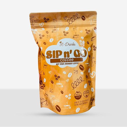 SIP n GO Coffee - Keto-Friendly Instant Coffee Mix with Stevia | 22g x 10 Sachets
