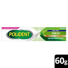 Polident Denture Adhesive Cream Fresh Mint 60g
