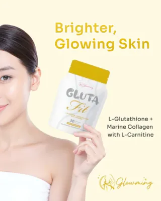 Cris Cosmetics Glowming GLUTA Fit 1000 mg – Advanced Glutathione &amp; Collagen Supplement with Vitamin C, NAC, CoQ10 &amp; L-Carnitine – Supports Radiant Skin, Energy &amp; Overall Wellness – 30 Capsules