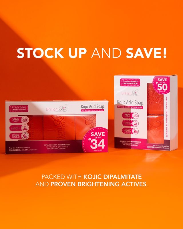 Brilliant Skin Kojic Acid Soap Micro-Exfoliating 3IN1 - 210g BIG (NEW PACKAGING)
