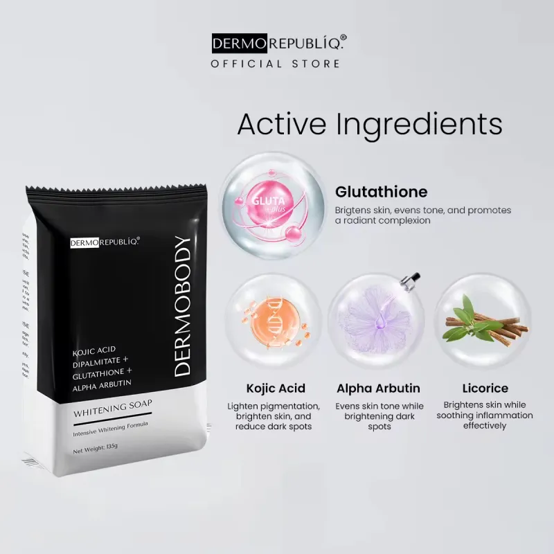 Dermorepubliq Glutathione + Kojic + Alpha Arbutin Power White Body Bar 70g