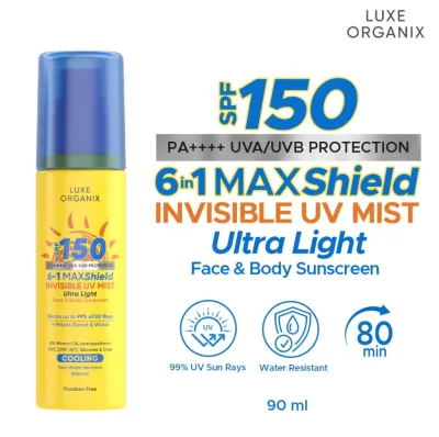 Luxe Organix SPF 150 PA++++ UVA/UVB Protection 6in1 Maxshield Active Ultra Sheer Face &amp; Body Sunscreen 100ml